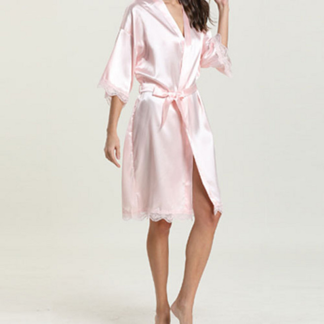 리카 여성 실크 레이스 골프 목욕 파자마 가운