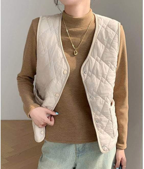 여성 누빔 경량 패딩 퀼팅 조끼 베스트