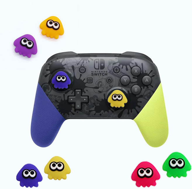 닌텐도 스위치 스플래툰 오징어 프로콘 듀얼센스 듀얼쇼크 스틱커버, 블루옐로우, 1개