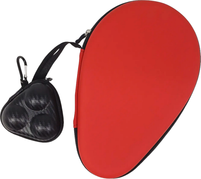 르브아 탁구 하드케이스 라켓 볼 세트, 레드, 1개