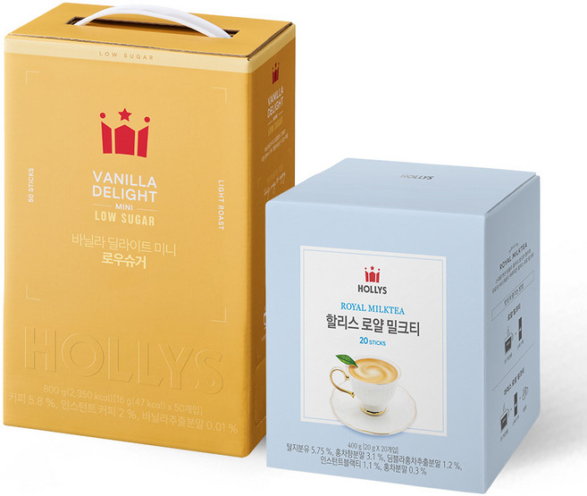 [할리스] 바닐라딜라이트 미니 로우슈거 50T+ 로얄밀크티 20T, 16g, 1, 50