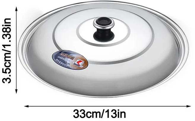 쿠쿠스토어 30-42cm 웍 냄비 뚜껑 범 스테인레스 스틸 주방 음식 두꺼운 재사 가능한 프라이팬 커버 레스토, 06 34cm