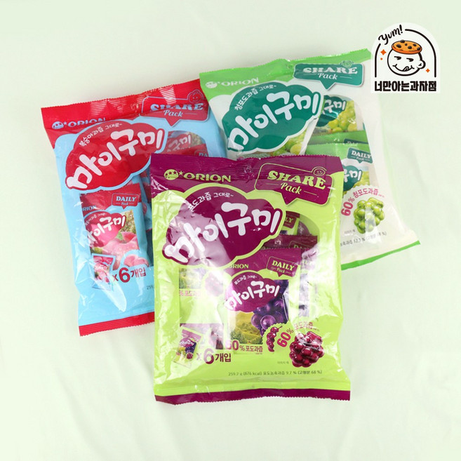 오리온 마이구미6p 3종 259.2g /대용량 개별포장 간식, 2개