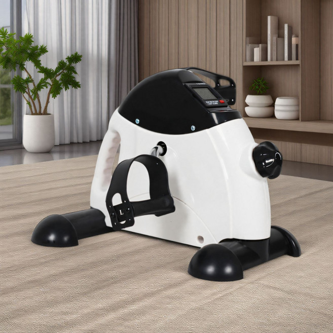 迷你健身車 液晶顯示 阻力可調 家用健身器材 復健運動適用, 黑色