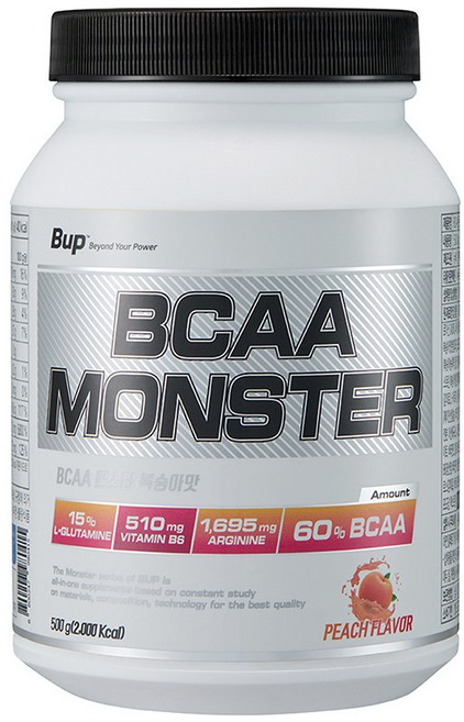 BUP BCAA몬스터 복숭아맛 류신 아미노산 헬스보충제 BCAA, 500g, 1개