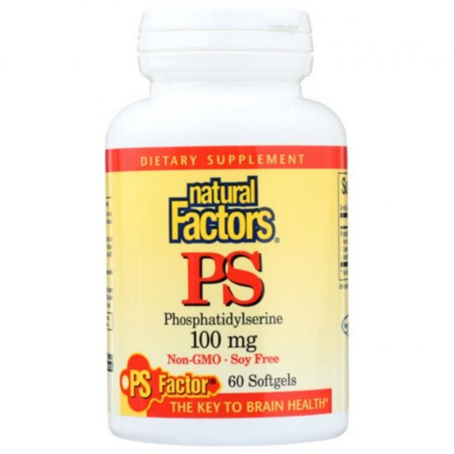 Natural Factors 내추럴팩터스 포스파티딜세린 100mg 60 소프트젤 건강관리 영양제, 1개, 60정