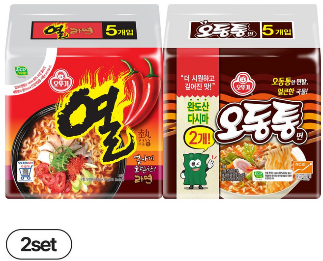오뚜기 오동통면x10개+열라면x10개, 20개