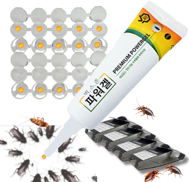 연쇄살충 바퀴벌레약 파워겔 효과빠른 바퀴약 전문가용 바퀴벌레 퇴치제 먹이캡30개+트랩세트, 1개, 250g