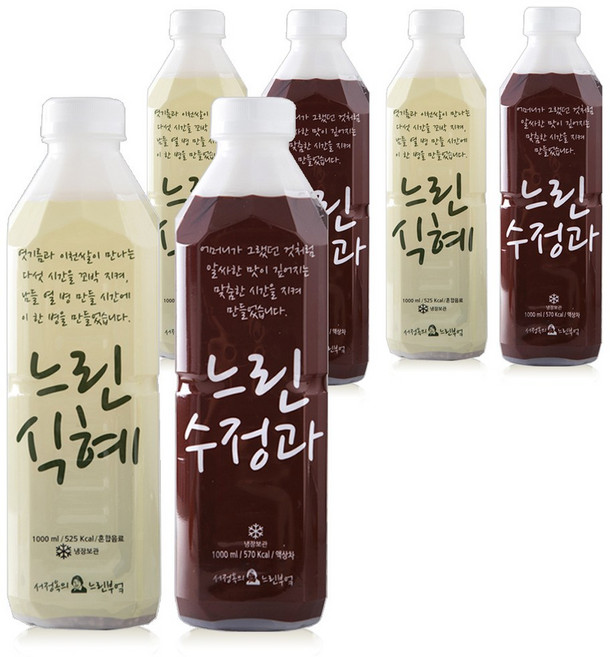 서정옥의 느린부엌 느린식혜 3병+수정과 3병 [아이스박스], 6개, 1L