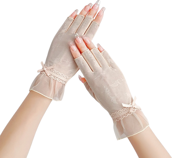 단비루리 미끄럼방지 다용도 손가락 오픈 여름 장갑, 베이지, 1개