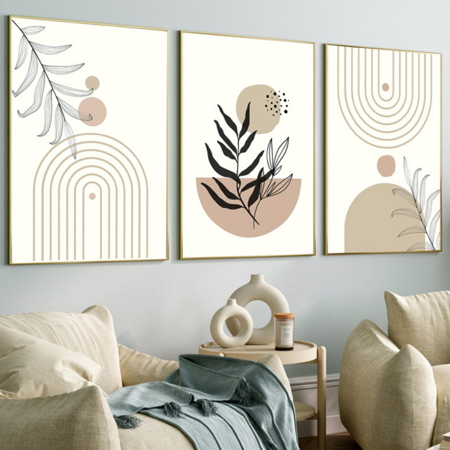 [딘아트] 미드센추리 인테리어 그림 액자 카페 거실 북유럽 캔버스 포스터 대형 감성 모던아트 추상화, 04. 보헤미안 월 아트, 화이트