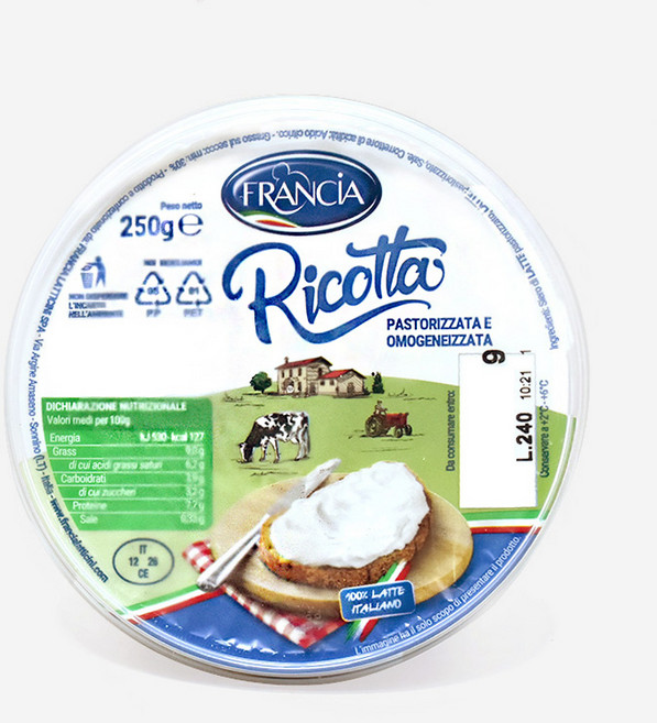 [치즈파티]리코타 (프란시아) 250g, 1개
