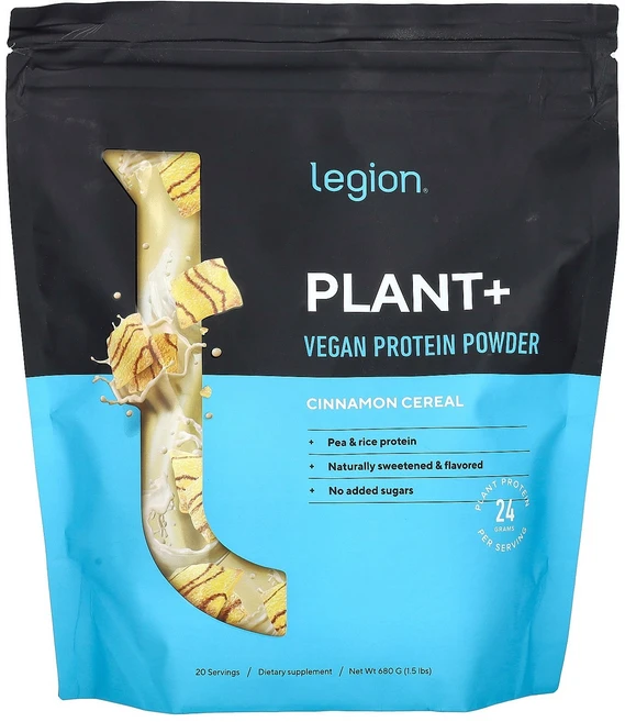 Legion Athletics Plant+ 비건 단백질 파우더 시나몬 시리얼 680g(1.5lbs) Athletics (리전 애슬레틱스), 1개 - 쿠팡
