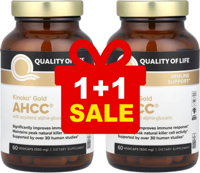 1+1 퀄리티 오브 라이프 키노코 골드 ACCC 500mg 베지 캡슐 60정 / 해외직구 미국정품, 2개 - 쿠팡