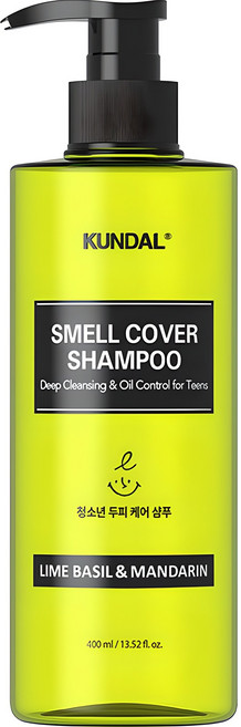 쿤달 올데이 스멜커버 청소년 샴푸 라임바질앤만다린향, 400ml, 1개