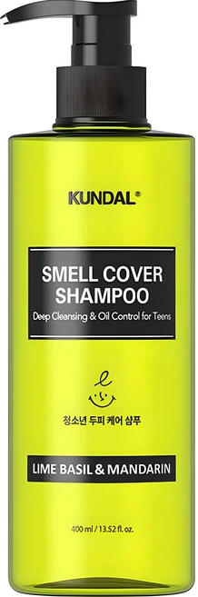 쿤달 올데이 스멜커버 청소년 샴푸 라임바질앤만다린향, 400ml, 1개 - 쿠팡