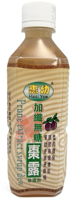 惠幼 Hwei Yow 加纖無糖棗露果露飲, 330ml, 1瓶