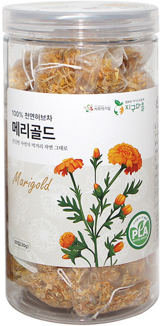 지구마을 옥수수전분 생분해필터 PLA 메리골드 허브티백차, 600mg, 50개입, 1개