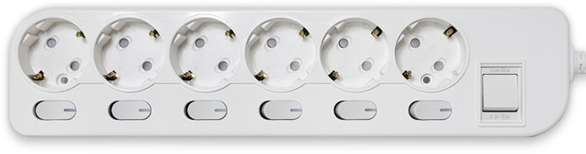 레디네스 국산 메인+개별스위치 과부하차단 6구 멀티탭 절전형 접지 KC인증 멀티콘센트 16A, 1개, 화이트, 3m