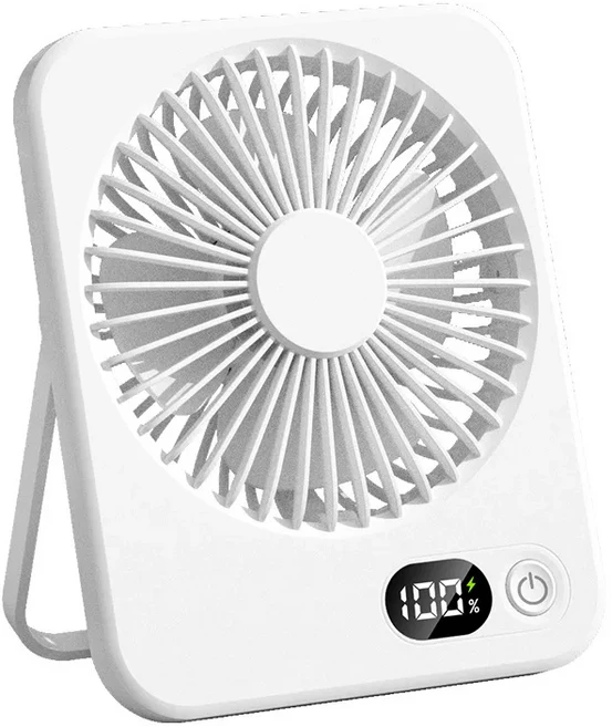 Xiaomi 책상 팬 테이블 휴대용 USB 충전식 180 ° 전원 디스플레이를 갖춘 틸트 접이식 개인용 5개 속도, 02 White