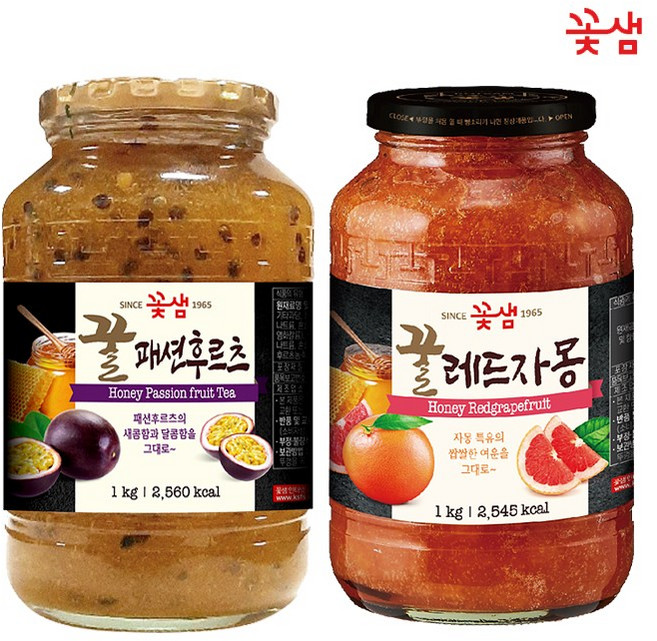 꽃샘 꿀 패션후르츠차 1KG +꿀레드자몽 1KG (과일에이드), 1개, 1개