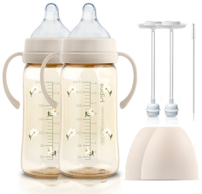 하이비 PPSU 에잇벤트 배앓이방지 젖병 데이지 270ml 트윈팩+핸들2p+추타입2p or 간편타입2p 몽글 3초젖병, L(6개월이상), 추 타입2p/데이지 샌드, 1개