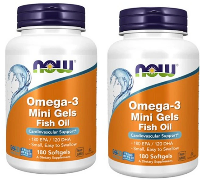 나우 오메가3 미니겔 180EPA 120DHA 소프트겔 180정 NOWs Foods Omega-3 180 EPA 120 DHA 180 Softgels, 2개 - 쿠팡