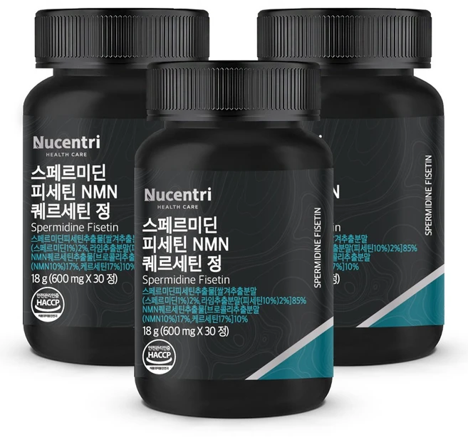 뉴센트리 스페르미딘 스퍼미딘 피세틴 레스베라트롤 퀘르세틴 식물성 NMN 엔엠엔 맥스, 3개, 30정 - 쿠팡