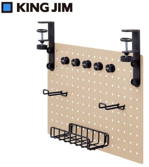 KING JIM ROUTE BOARD 三用夾式洞洞板/電線集線板 卡其色/灰色 電線收納 桌面整理, 卡其色, 1個