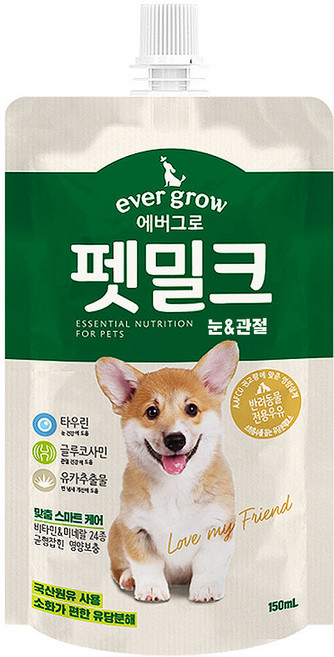에버그로 강아지 펫밀크, 눈&관절, 150ml, 40개