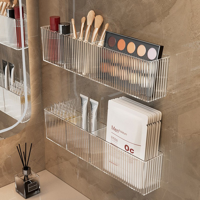 스피릿태드 무타공 다용도 부착식 벽걸이 메이크업 수납박스, 2개입