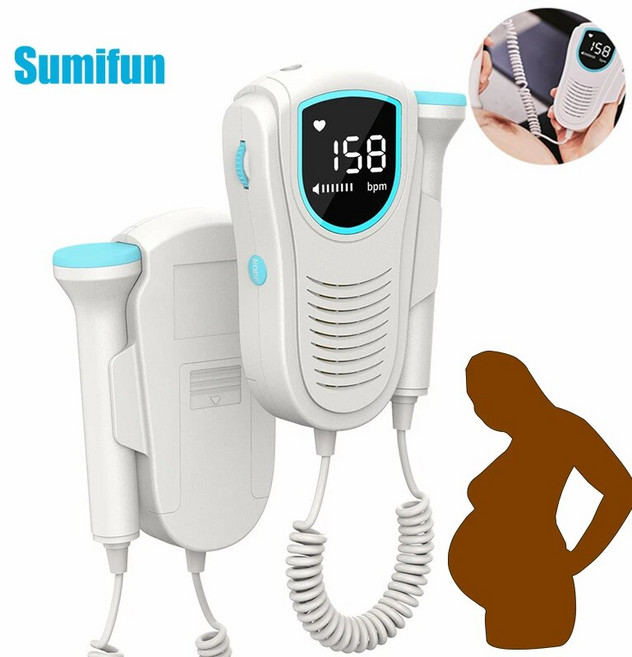 태아심음측정기 태아도플러 휴대용 초음파 감지기 베이비 케어 모니터 임신 한 여성위한 가정용 하트 비트 심박수, 1개