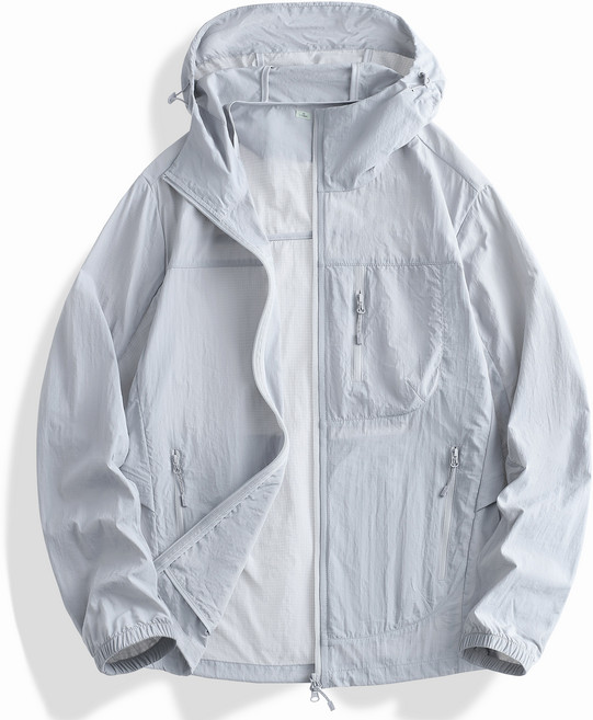 에버유어스 여름 바람막이 여성 자외선 차단 경량 자켓 후드집업 그레이 베이지