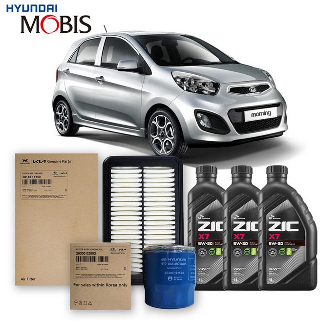올뉴 모닝 TA 가솔린(휘발유)/바이퓨얼 1.0 터보없음(11-14년식) 순정필터+지크합성유 3L