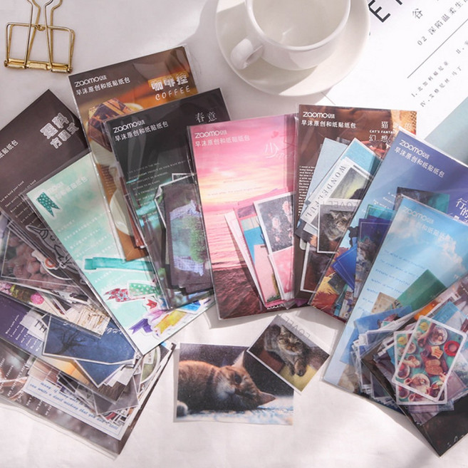 감성 고양이 꽃 풍경 동물 리본 커피 다꾸 스티커 팩, 1. 고양이 일상 (ST-559)