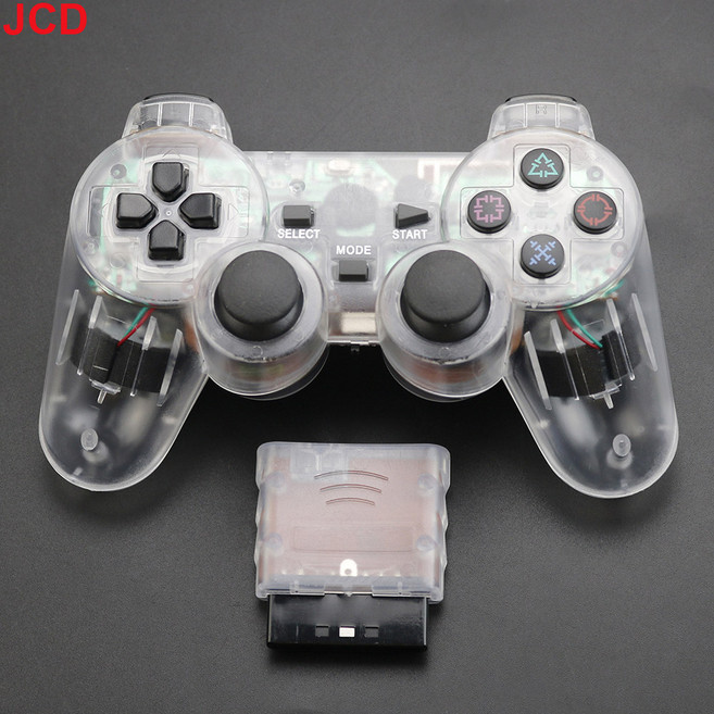 JCD PS2 콘솔용 무선 게임패드 조이스틱 2 4G 이중 진동 충격 조이패드 USB PC 게임 컨트롤러 1, 한개옵션1, 06 Transparent