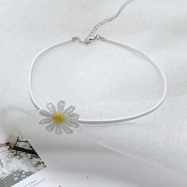아이루리 들꽃 얇은 한줄 초커 목걸이 러블리 플라워 한송이 청순 여성 포인트 악세사리