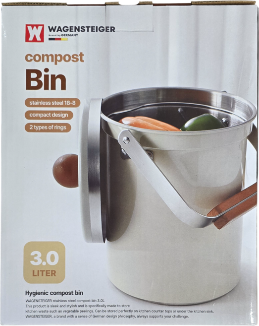 바겐슈타이거 스텐304 음식물 쓰레기통 3L, 베이지, 1개
