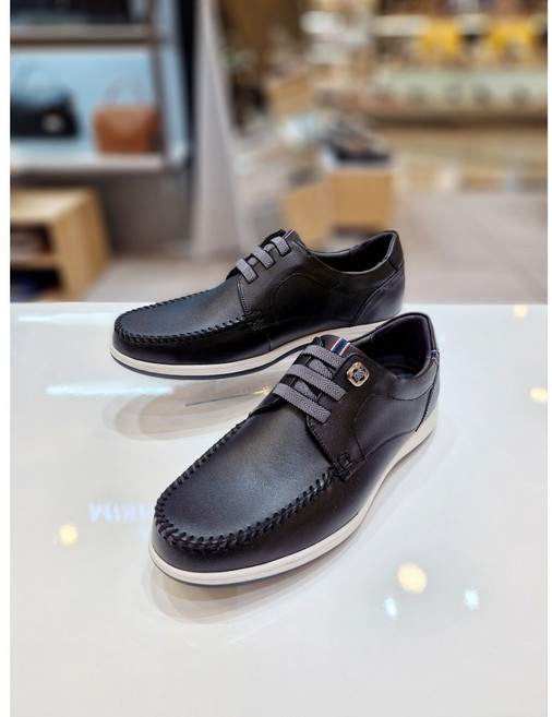 미셸by탠디 4cm 남성 초경량 데일리 쿠션 자동끈 키높이 세미정장 보트 슈즈 블랙 n324034ca