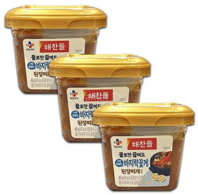 해찬들 된장찌개양념 450g x 3개 바지락 꽃게