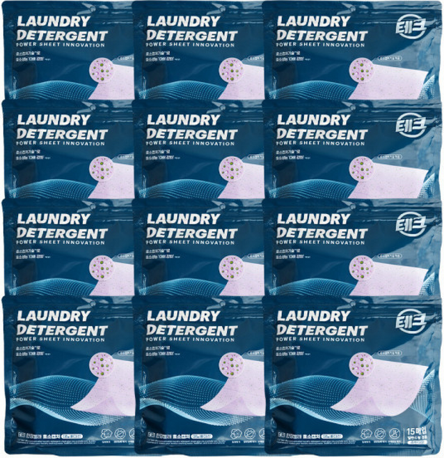 테크 한장빨래 효소캡처 라벤더향 드럼일반겸용 시트 세제 시즌6, 1, 12매