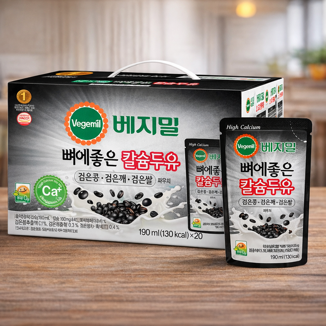 베지밀 뼈에좋은 칼슘두유 검은콩 깨 쌀, 190ml, 1개