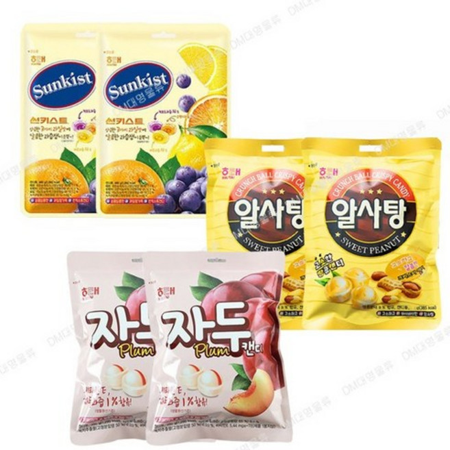 해태 캔디 3종 6개입(알사탕+썬키스트+자두), 762g, 1세트