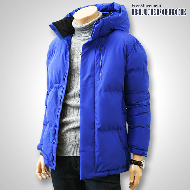 블루포스 남녀공용 베이직 후드 웰론 벨리앗 하프 패딩점퍼