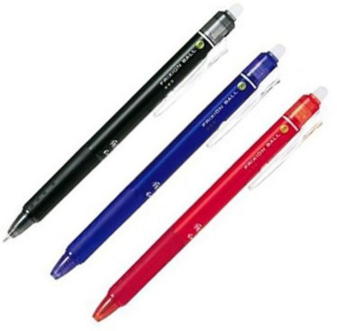 지워지는 펜 프릭션 파이롯트 유성펜 노크 0.5mm 블랙(1개). 레드(1개) 블루(1개)