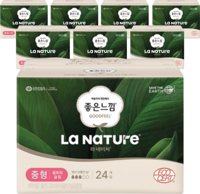라네이처 좋은느낌 울트라 생리대 날개형, 24개입, 8개
