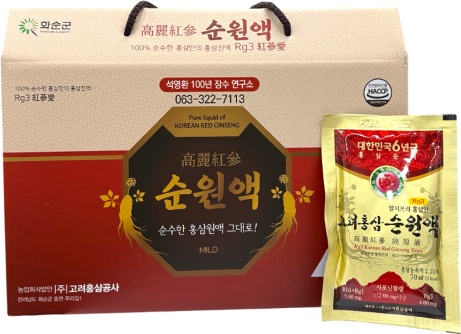 고려홍삼 순원액 순수한 홍삼원액 그대로 70mlx30포 1박스, 30개, 70ml