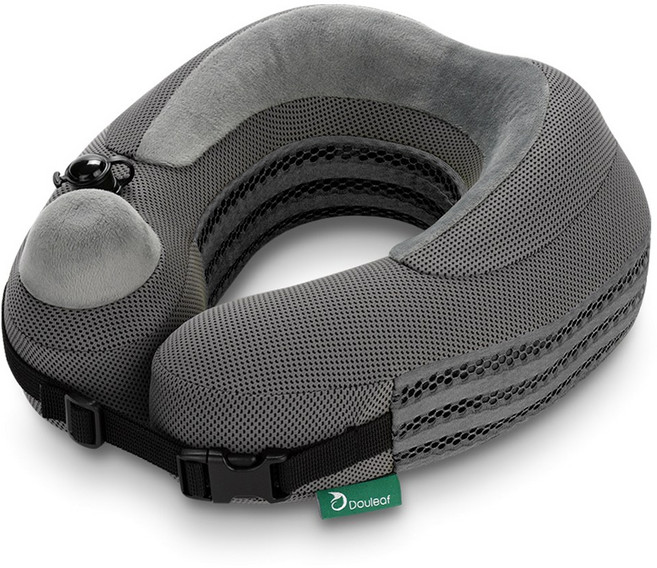 두리프 자비스 에어펌프 목베개 기내용 여행용, 딥그레이