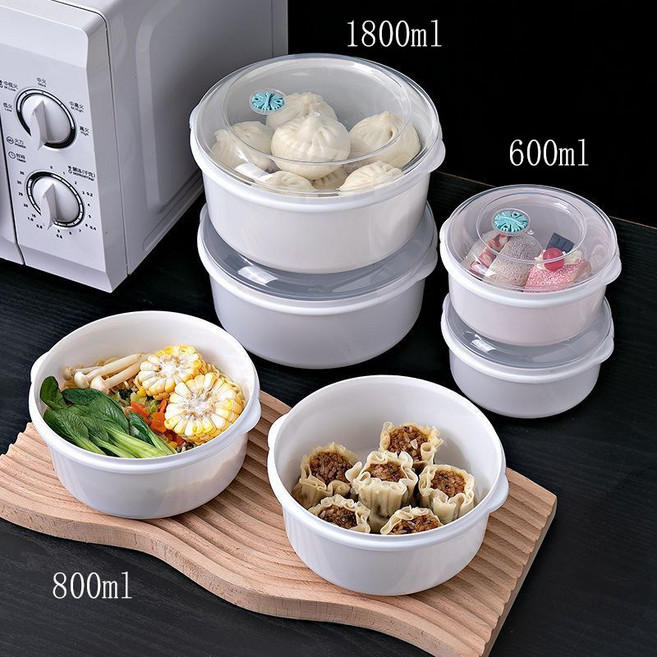 전자레인지 사용 가능 보관용기 직장인 라면그릇 국그릇 가정용 투명 플라스틱 밀폐용기 YCY, 3개, 화이트