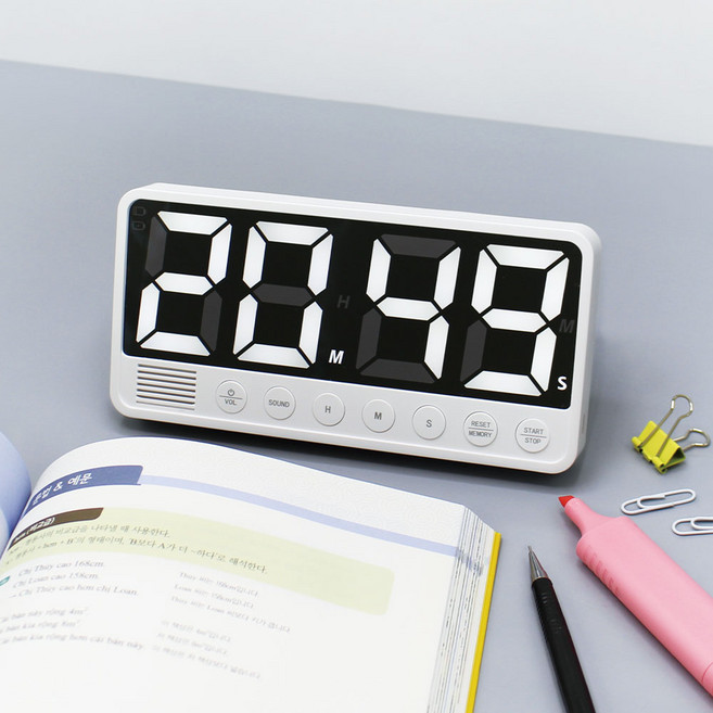 [파코파코] 뉴 LED 빅타이머 디지털 뽀모도로, 1개, 화이트 시리즈
